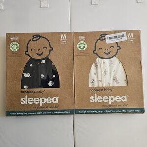 Happiest Baby Sleeppea Swaddle Set, Size M 2-4 Month, Navy And Floral Bundle